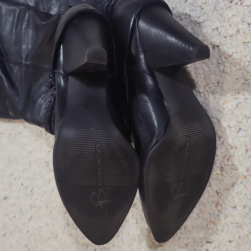 B. Makowsky Black Heeled Boots - Picture 3 of 6